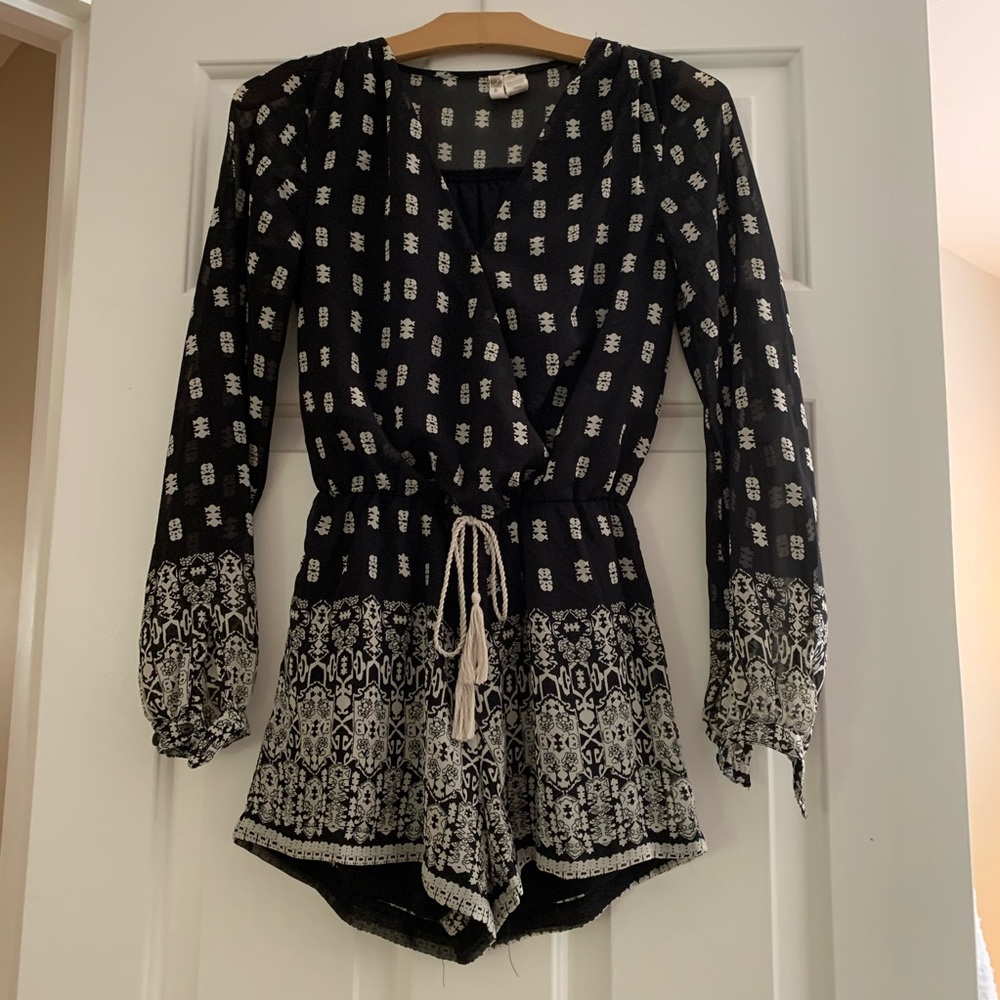 Long sleeve romper with wrap top